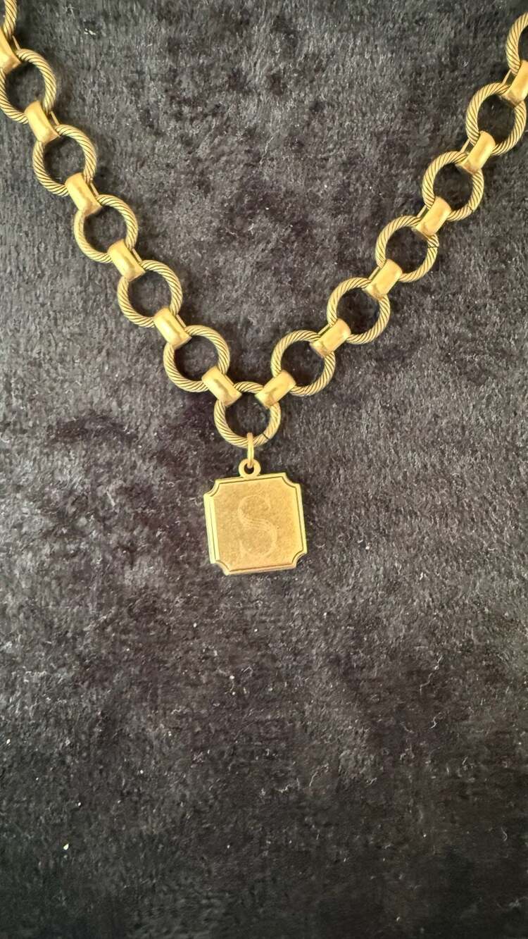 Alex and Ani Initial S Gold Tone Pendant Necklace